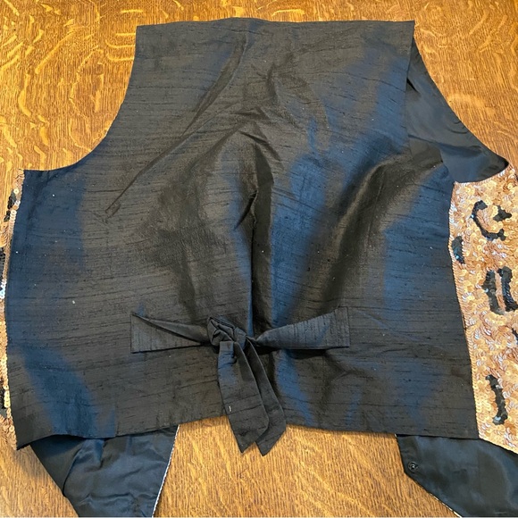 VINTAGE JUST FABULOUS SEQUIN LEOPARD ANIMAL PRINT SILK CAMP GLAM 80s VEST - Picture 14 of 16